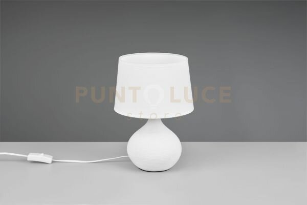 Martin lampada da tavolo base ceramica pera bianca paralume bianco 