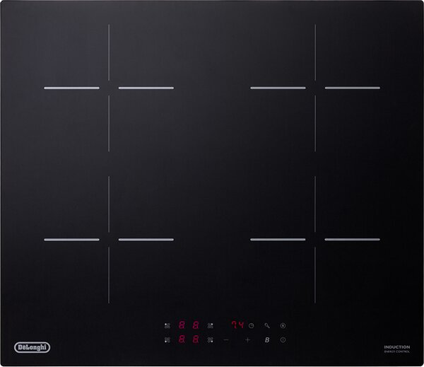 De Longhi Piano Cottura Induzione 4 Fuochi Larghezza 59 cm in Vetroceramica colore Nero - YLI 60