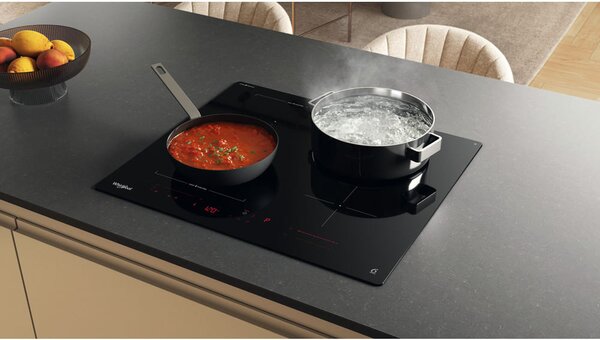 Whirlpool Piano Cottura Induzione 4 Fuochi Larghezza 59 cm in Vetroceramica Tecnologia 6 SENSO colore Nero - WTX6014DCF