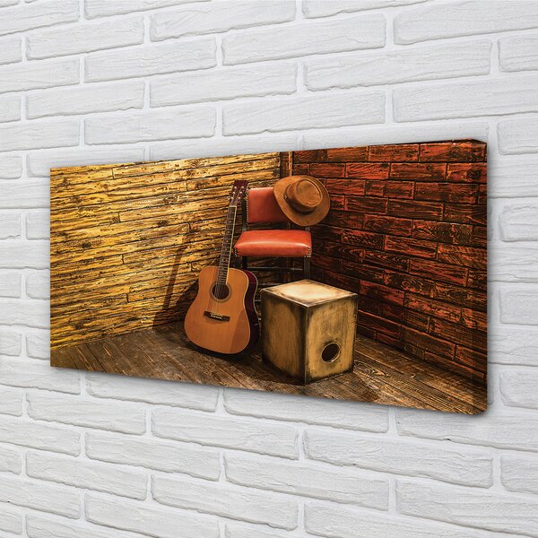 Stampa quadro su tela Chitarra per cappello da sedia 100x50 cm