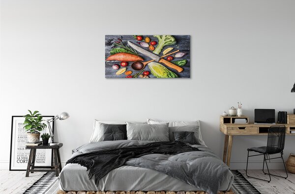 Stampa quadro su tela Catacea Coltello, pomodori di spinaci 100x50 cm