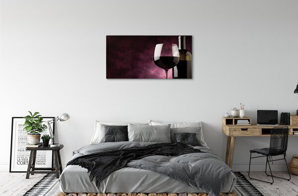 Foto quadro su tela Bottiglia Fina e un bicchiere 100x50 cm