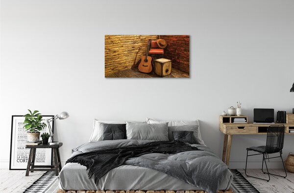 Stampa quadro su tela Chitarra per cappello da sedia 100x50 cm