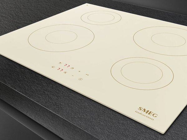 Smeg Piano Cottura Induzione 4 Fuochi Larghezza 60 cm in Vetro colore Crema - SI2641DP Universal