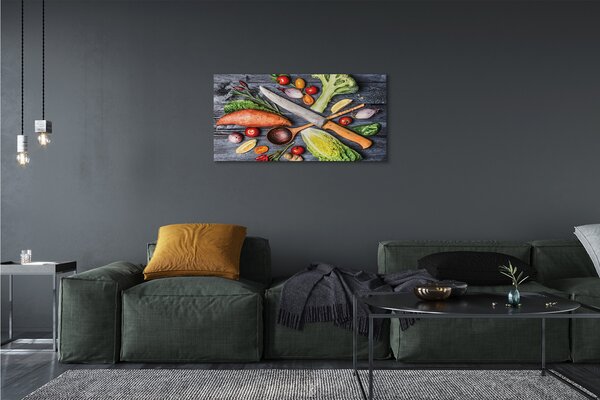 Stampa quadro su tela Catacea Coltello, pomodori di spinaci 100x50 cm