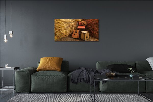 Stampa quadro su tela Chitarra per cappello da sedia 100x50 cm