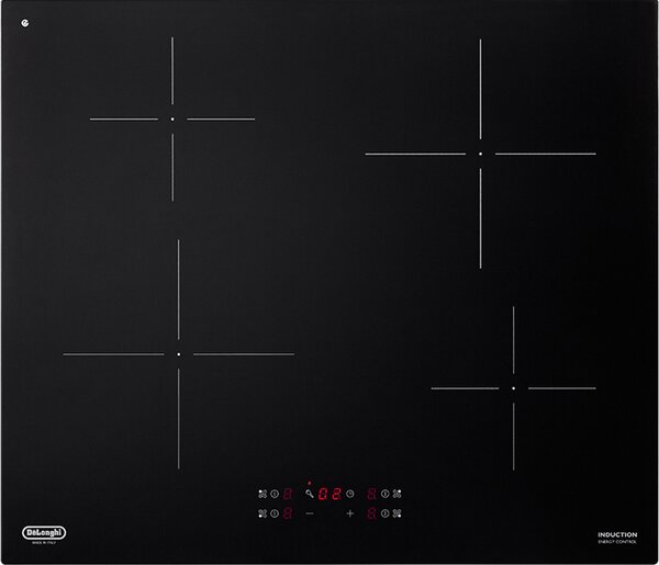 De Longhi Piano Cottura Induzione 4 Fuochi Larghezza 60 cm in Vetroceramica colore Nero - PIN 62