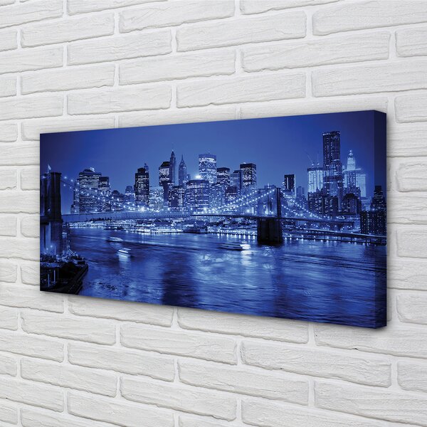Stampa quadro su tela Panorama Bridge Skyscrapers River 100x50 cm