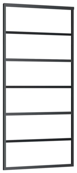 Porta Scorrevole in Vetro ESG e Alluminio 90x205 cm Nera