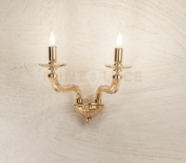 Applique villa 2 luci trasparente e oro attacco e14
