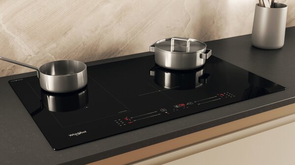 Whirlpool Piano Cottura Induzione 4 Fuochi Larghezza 77 cm vetroceramica tecnologia FlexiCook colore Nero - WL S2177 CPNE