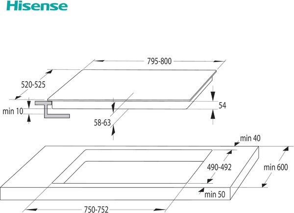 Hisense Piano Cottura Induzione 4 Fuochi Larghezza 80 cm colore Nero - HI8421BSC