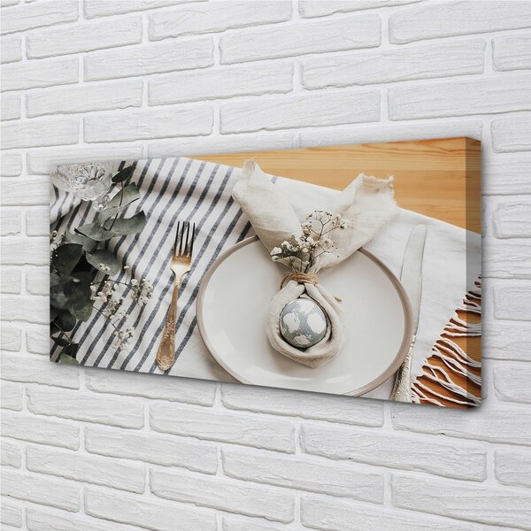 Quadro su tela Piatto Flowers Egg 100x50 cm