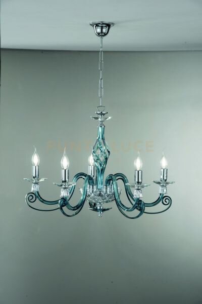 Lampadario 1306 5 luci ottanio e cromo attacco e14 d.76cm