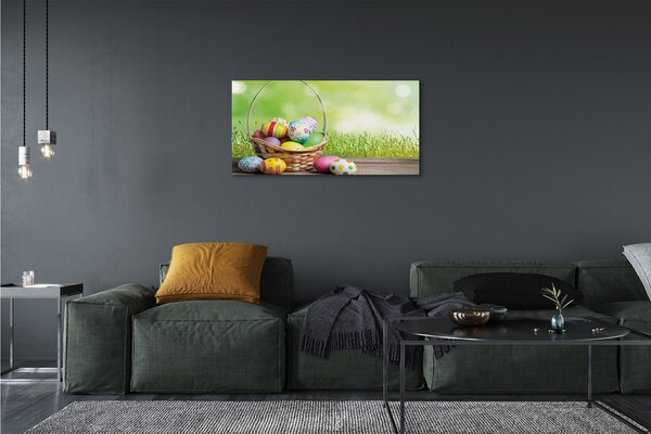 Quadro su tela Cesto di uova prato 100x50 cm