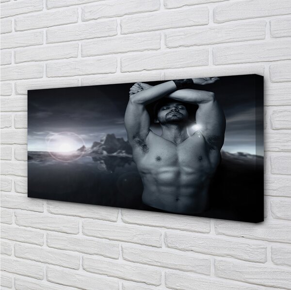 Quadro su tela Uomo di montagna 100x50 cm