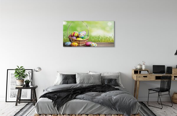 Quadro su tela Cesto di uova prato 100x50 cm