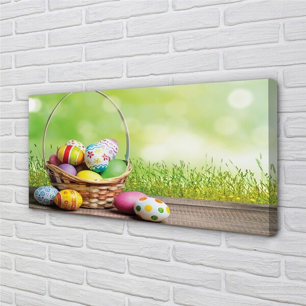 Quadro su tela Cesto di uova prato 100x50 cm