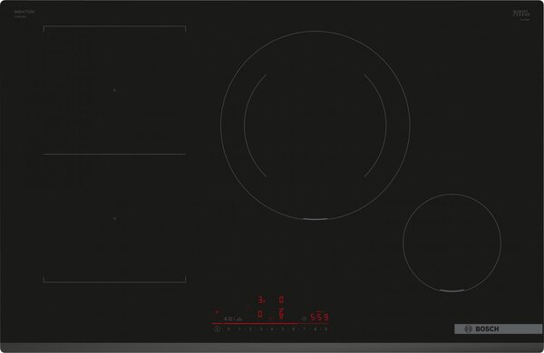 Bosch Piano Cottura Induzione 4 Fuochi Larghezza 80 cm in Vetroceramica colore Nero - PVS831HB1E Serie 6