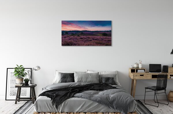 Stampa quadro su tela Campo heather 100x50 cm