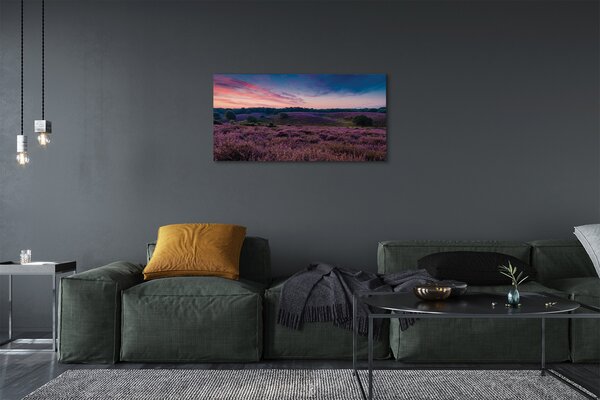 Stampa quadro su tela Campo heather 100x50 cm