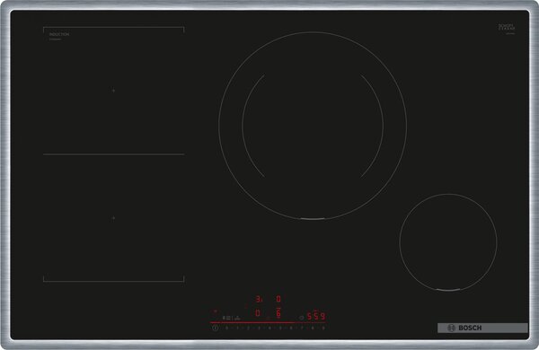 Bosch Piano Cottura Induzione 4 Fuochi Larghezza 80 cm in Vetroceramica colore Nero - PVS845HB1E Serie 6
