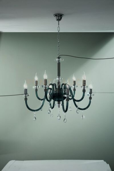 Lampadario dido 8 luci ottanio e cromo attacco e14 d.83cm