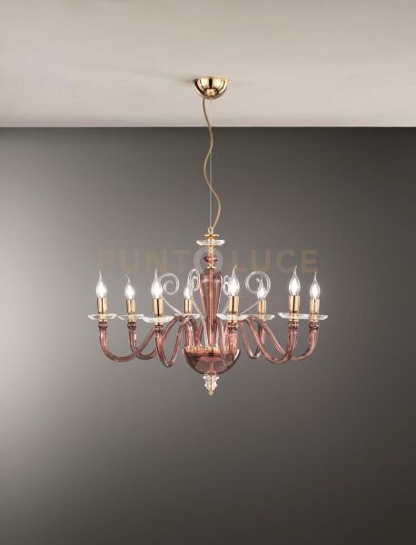 Lampadario debussy 8 luci borgogna e oro attacco e14 d.84cm