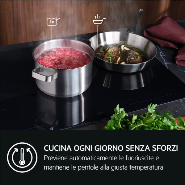Aeg Piano Cottura Induzione 4 Fuochi Larghezza 80 cm in Vetroceramica colore Nero - TI84IB30IZ