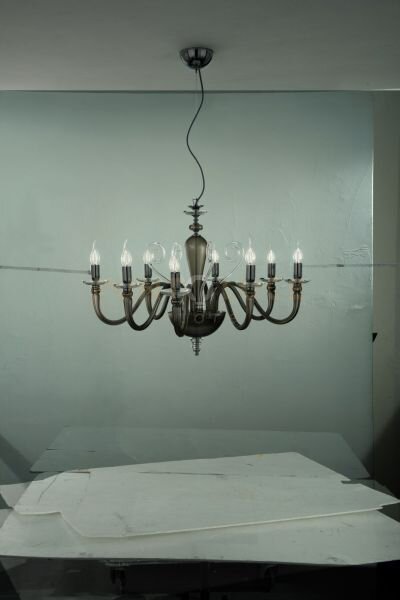Lampadario debussy 8 luci fume' e cromo attacco e14 d.84cm