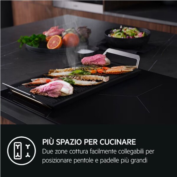 Aeg Piano Cottura Induzione 4 Fuochi Larghezza 80 cm in Vetroceramica colore Nero - TI84IB30IZ