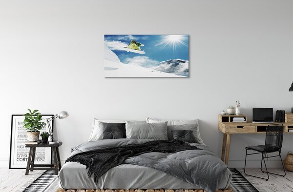 Quadro su tela Snow Board Man Mountain 100x50 cm