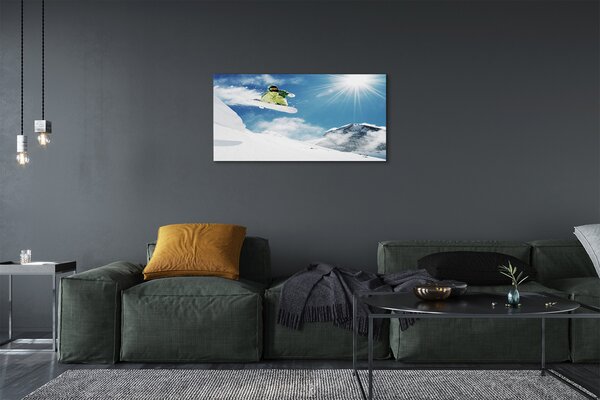 Quadro su tela Snow Board Man Mountain 100x50 cm