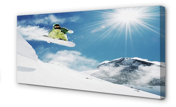 Quadro su tela Snow Board Man Mountain 100x50 cm