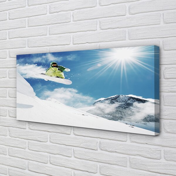 Quadro su tela Snow Board Man Mountain 100x50 cm