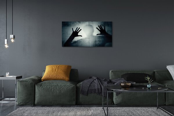 Stampa quadro su tela Mani ombra e testa del personaggio 100x50 cm