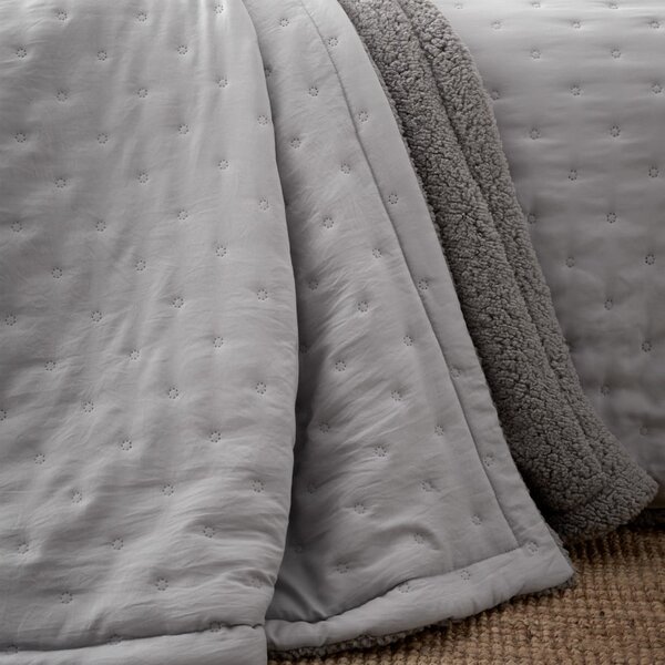 Copriletto trapuntato grigio in lana d'agnello 220x230 cm Cosy Nori - Catherine Lansfield
