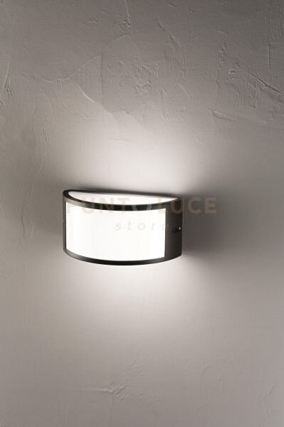 Applique fabius nero 1 luce attacco e27 biemissione ip44 l.25cm