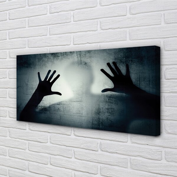 Stampa quadro su tela Mani ombra e testa del personaggio 100x50 cm