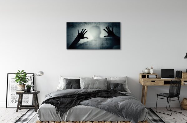 Stampa quadro su tela Mani ombra e testa del personaggio 100x50 cm