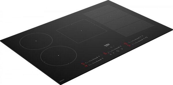 Beko Piano Cottura Induzione 5 Fuochi Larghezza 80 cm in Vetro colore Nero - HII 85780 UFT