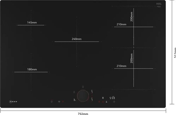 NEFF Piano Cottura Induzione 5 Fuochi Larghezza 80 cm in Vetroceramica colore Nero - T68PYV4C0 N 90