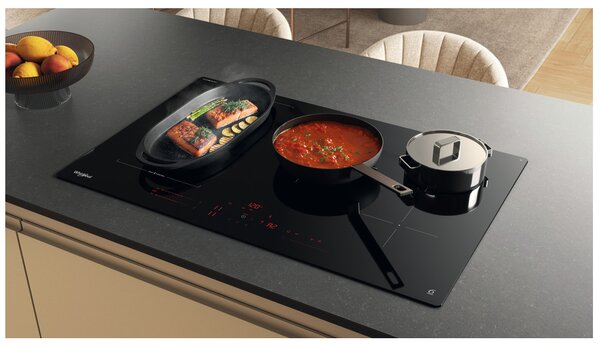 Whirlpool Piano Cottura Induzione 5 Fuochi Larghezza 80 cm in Vetroceramica colore Nero - WTX8017DCF2