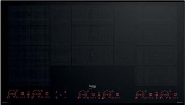 Beko Piano Cottura Induzione 5 Fuochi Larghezza 90 cm Piano in Vetro colore Nero - HII 98810 NT