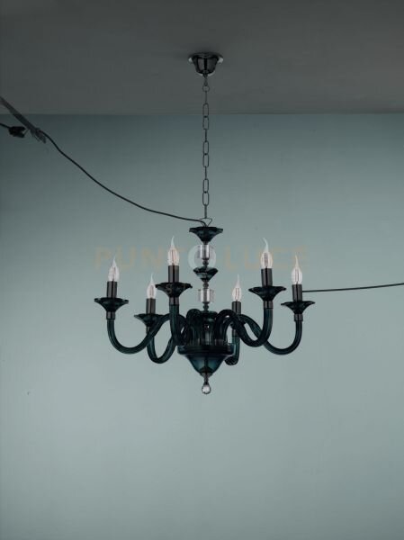 Lampadario gala 6 luci attacco e14 ottanio e cromo d.72cm