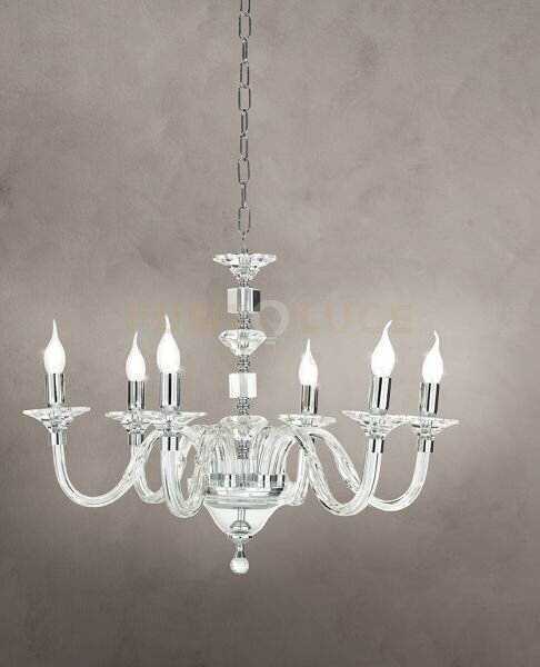 Lampadario gala 6 luci attacco e14 cristallo e cromo d.72cm