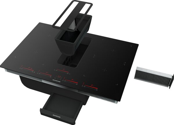 Silverline Piano Cottura Induzione con Cappa Aspirante 4 Fuochi Larghezza 85 cm colore Nero - 7170.8.733.02 Flow In Pro