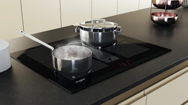 Whirlpool Piano Cottura Induzione con Cappa Integrata 4 Fuochi 65 cm Vetroceramica colore Nero - WVH 1065B