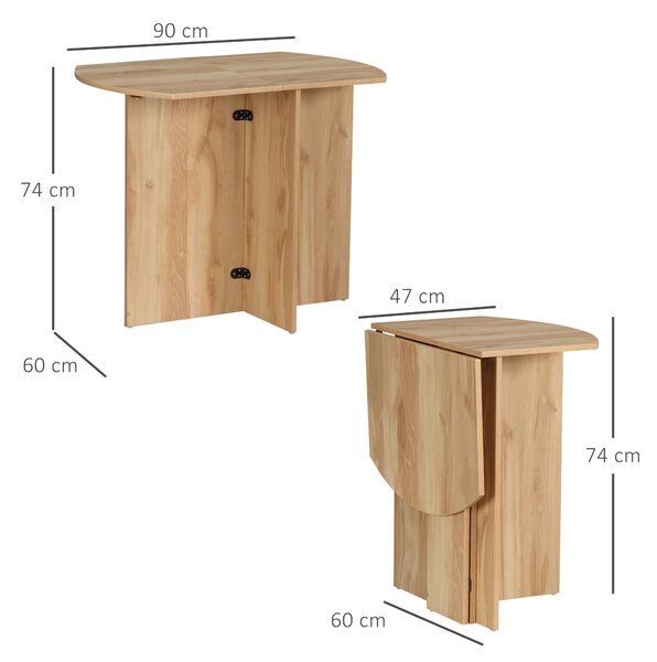 HOMCOM Tavolo da Pranzo Pieghevole Salvaspazio in Legno, 90x60x74cm, Quercia|Aosom