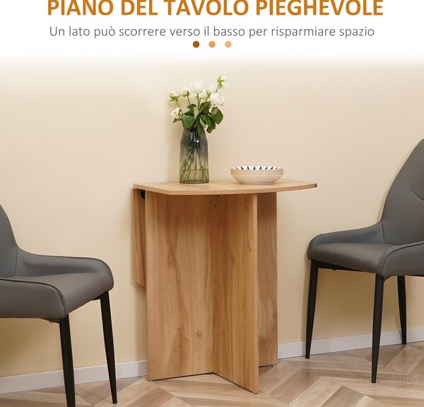 HOMCOM Tavolo da Pranzo Pieghevole Salvaspazio in Legno, 90x60x74cm, Quercia|Aosom